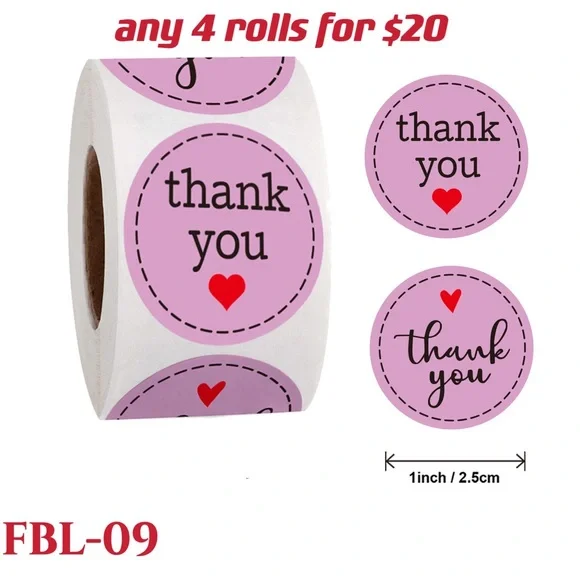 4 rolls of Thank you stickers-#FBL-20 - Picture 4 of 15